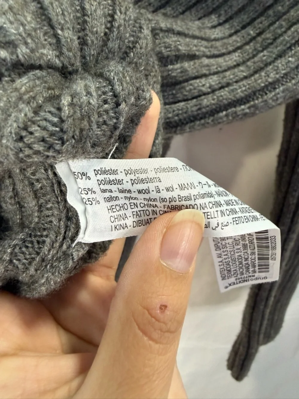Zara Ribbed Knit Cropped Turtleneck Sweater Gray Wool Blend Size M‎
